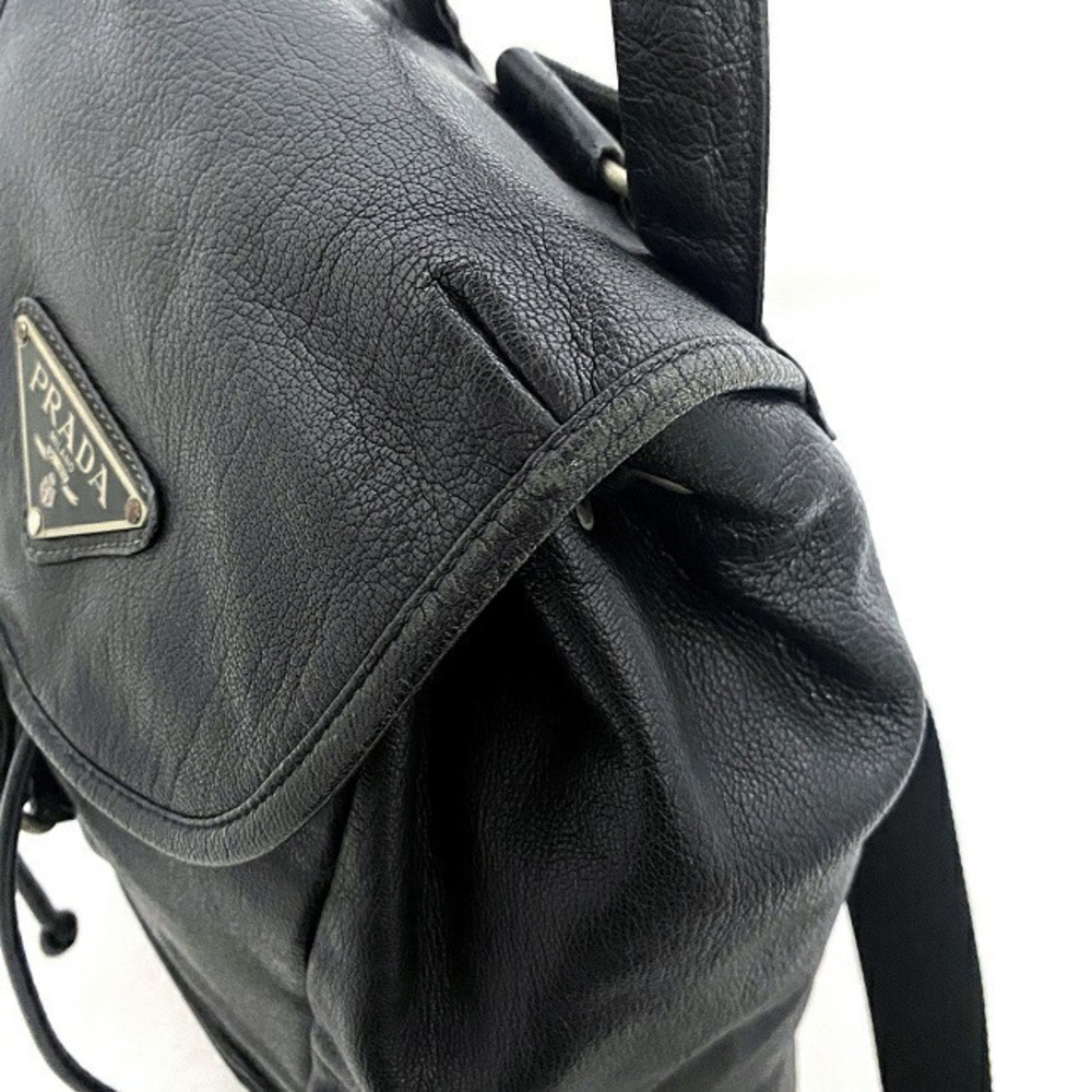 Prada Drawstring Triangle Backpack Black Leather - image 5